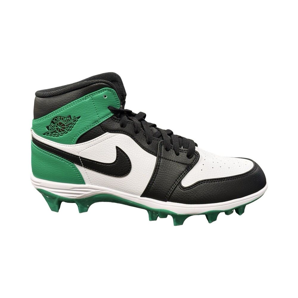 Size 10.5 Nike Air Jordan 1 Mid TD Lucky Green Mens Football Cleats FJ6805-003